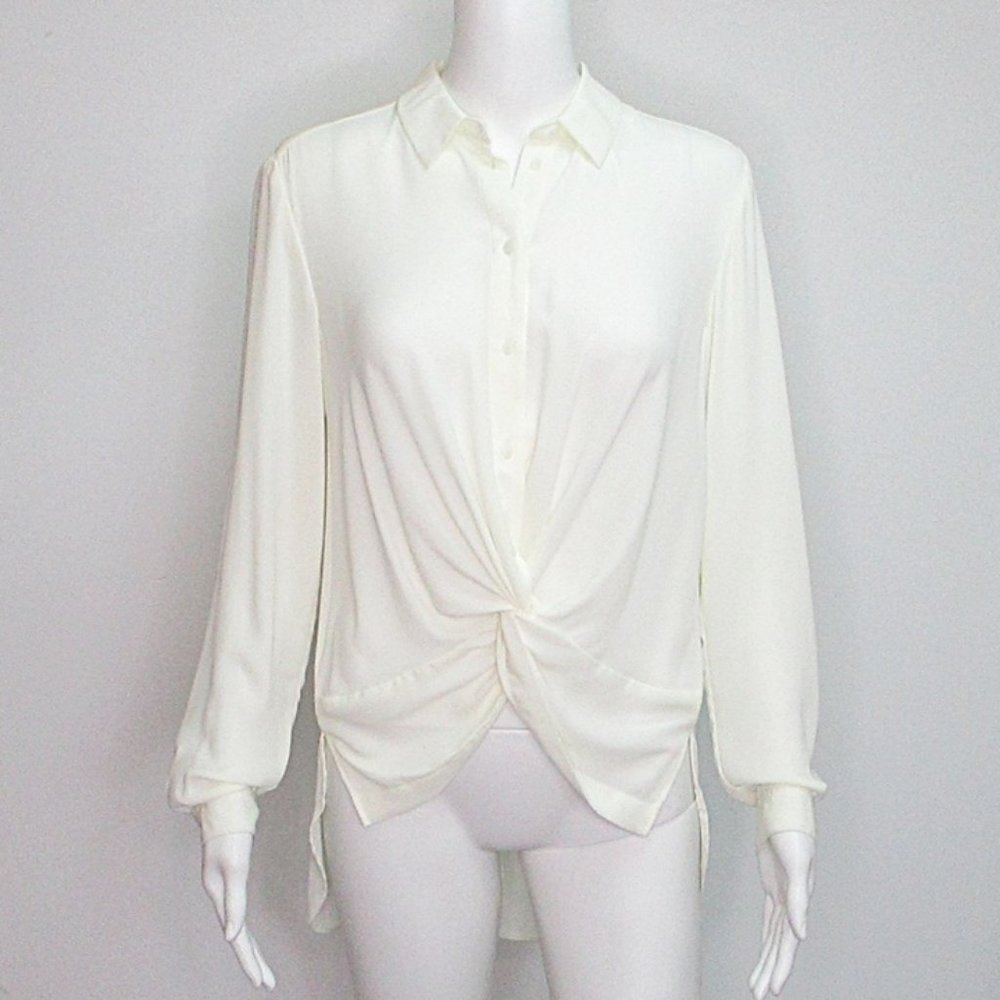 Zara Basic Knotted Twisted Waist Button Front Hi … - image 1